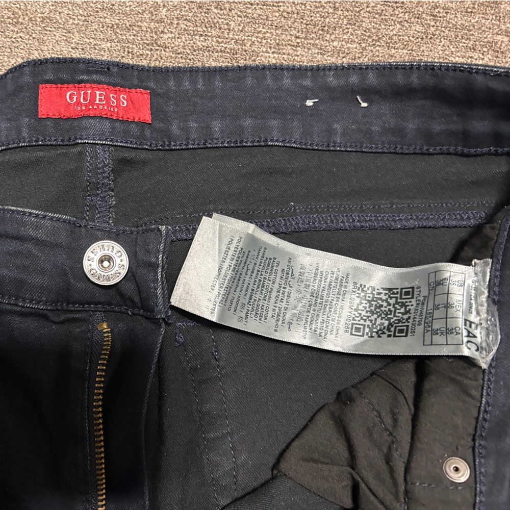 Guess Men's Dark Blue Distressed Skinny Jeans 38x32 - Picture 3 of 4